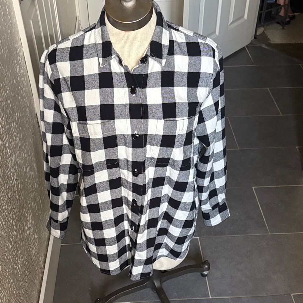 NWOT Black and White Checkered J Crew flannel